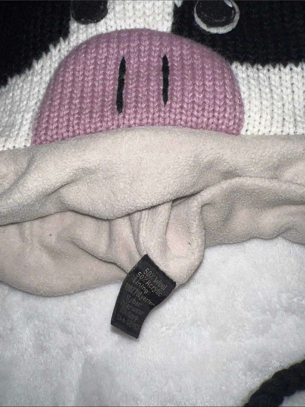 Kyber outerwear Kids Cow Earflap Hat - Black, White & Pink